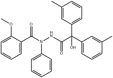 N'-[2-hydroxy-2,2-bis(3-methylphenyl)acetyl]-2-methoxy-N-phenylbenzohydrazide Structural