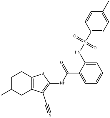 N-(3-cyano-5-methyl-4,5,6,7-tetrahydrobenzo[b]thiophen-2-yl)-2-((4-methylphenyl)sulfonamido)benzamide Structural