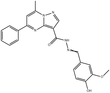 N'-(4-hydroxy-3-methoxybenzylidene)-7-methyl-5-phenylpyrazolo[1,5-a]pyrimidine-3-carbohydrazide Structural