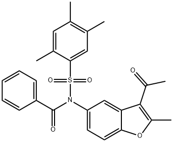 N-(3-acetyl-2-methylbenzofuran-5-yl)-N-((2,4,5-trimethylphenyl)sulfonyl)benzamide Structural