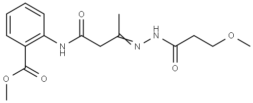 methyl 2-({(3E)-3-[2-(3-methoxypropanoyl)hydrazinylidene]butanoyl}amino)benzoate Structural