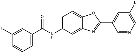 N-[2-(5-bromopyridin-3-yl)-1,3-benzoxazol-5-yl]-3-fluorobenzamide Structural
