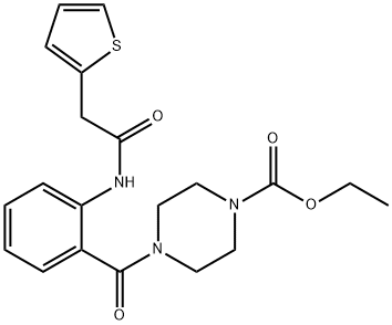 ethyl 4-({2-[(thiophen-2-ylacetyl)amino]phenyl}carbonyl)piperazine-1-carboxylate Structural