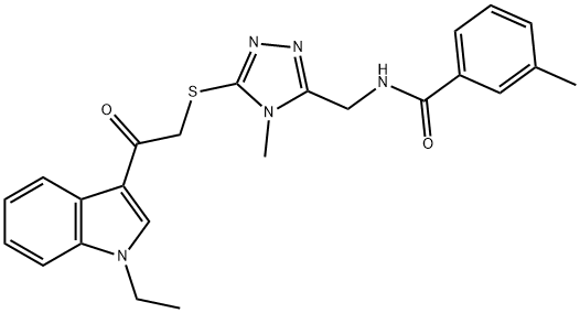 N-[(5-{[2-(1-ethyl-1H-indol-3-yl)-2-oxoethyl]sulfanyl}-4-methyl-4H-1,2,4-triazol-3-yl)methyl]-3-methylbenzamide Structural