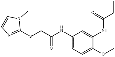 N-[2-methoxy-5-({[(1-methyl-1H-imidazol-2-yl)sulfanyl]acetyl}amino)phenyl]propanamide Structural