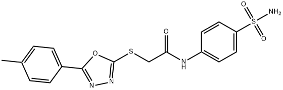 N-[4-(aminosulfonyl)phenyl]-2-{[5-(4-methylphenyl)-1,3,4-oxadiazol-2-yl]sulfanyl}acetamide Structural