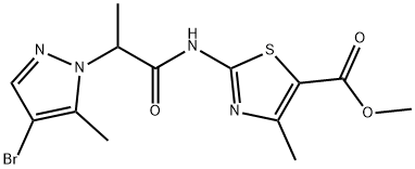 methyl 2-{[2-(4-bromo-5-methyl-1H-pyrazol-1-yl)propanoyl]amino}-4-methyl-1,3-thiazole-5-carboxylate Structural