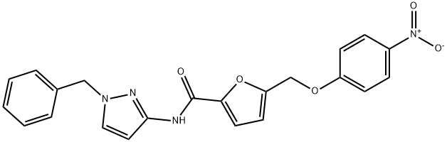 N-(1-benzylpyrazol-3-yl)-5-[(4-nitrophenoxy)methyl]furan-2-carboxamide Structural