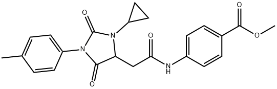 methyl 4-({[3-cyclopropyl-1-(4-methylphenyl)-2,5-dioxoimidazolidin-4-yl]acetyl}amino)benzoate Structural