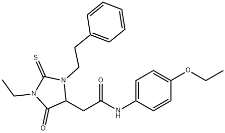 N-(4-ethoxyphenyl)-2-[1-ethyl-5-oxo-3-(2-phenylethyl)-2-thioxoimidazolidin-4-yl]acetamide Structural