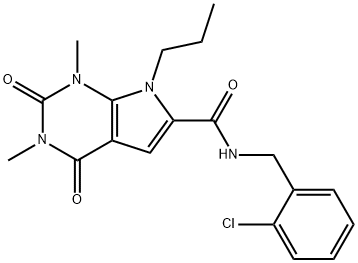 N-[(2-chlorophenyl)methyl]-1,3-dimethyl-2,4-dioxo-7-propylpyrrolo[2,3-d]pyrimidine-6-carboxamide Structural