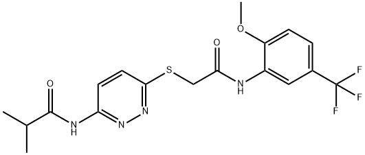 N-[6-[2-[2-methoxy-5-(trifluoromethyl)anilino]-2-oxoethyl]sulfanylpyridazin-3-yl]-2-methylpropanamide Structural