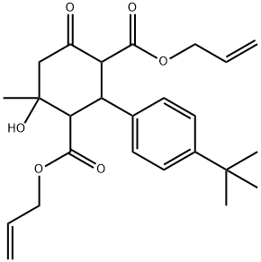 diallyl 2-(4-tert-butylphenyl)-4-hydroxy-4-methyl-6-oxo-1,3-cyclohexanedicarboxylate Structural