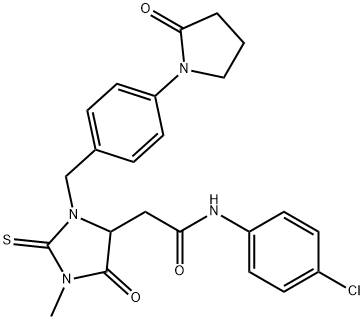N-(4-chlorophenyl)-2-{1-methyl-5-oxo-3-[4-(2-oxopyrrolidin-1-yl)benzyl]-2-thioxoimidazolidin-4-yl}acetamide Structural