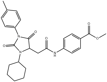 methyl 4-({[3-cyclohexyl-1-(4-methylphenyl)-2,5-dioxoimidazolidin-4-yl]acetyl}amino)benzoate Structural