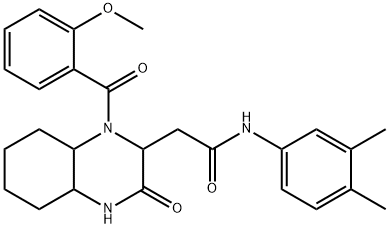 N-(3,4-dimethylphenyl)-2-[1-(2-methoxybenzoyl)-3-oxo-2,4,4a,5,6,7,8,8a-octahydroquinoxalin-2-yl]acetamide Structural