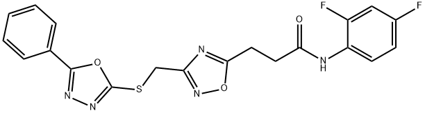 N-(2,4-difluorophenyl)-3-(3-{[(5-phenyl-1,3,4-oxadiazol-2-yl)sulfanyl]methyl}-1,2,4-oxadiazol-5-yl)propanamide Structural
