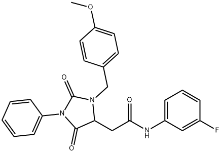 N-(3-fluorophenyl)-2-[3-(4-methoxybenzyl)-2,5-dioxo-1-phenylimidazolidin-4-yl]acetamide Structural