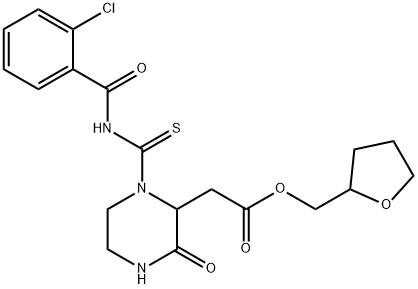 oxolan-2-ylmethyl 2-[1-[(2-chlorobenzoyl)carbamothioyl]-3-oxopiperazin-2-yl]acetate Structural