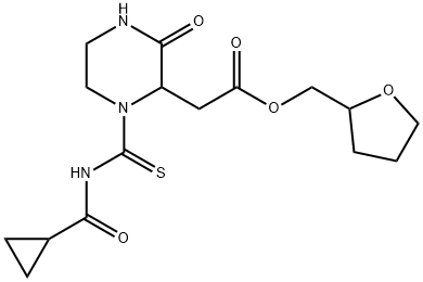 oxolan-2-ylmethyl 2-[1-(cyclopropanecarbonylcarbamothioyl)-3-oxopiperazin-2-yl]acetate Structural