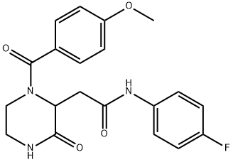 N-(4-fluorophenyl)-2-{1-[(4-methoxyphenyl)carbonyl]-3-oxopiperazin-2-yl}acetamide Structural