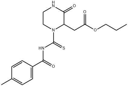 propyl (1-{[(4-methylbenzoyl)amino]carbonothioyl}-3-oxo-2-piperazinyl)acetate Structural