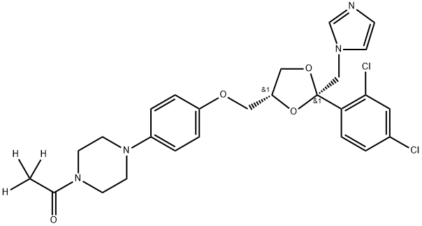 2,2,2-trideuterio-1-[4-[4-[[(2R,4S)-2-(2,4-dichlorophenyl)-2-(imidazol-1-ylmethyl)-1,3-dioxolan-4-yl]methoxy]phenyl]piperazin-1-yl]ethanone Structural