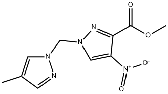 methyl 1-[(4-methyl-1H-pyrazol-1-yl)methyl]-4-nitro-1H-pyrazole-3-carboxylate Structural