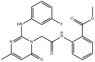 methyl 2-[({2-[(3-fluorophenyl)amino]-4-methyl-6-oxopyrimidin-1(6H)-yl}acetyl)amino]benzoate Structural