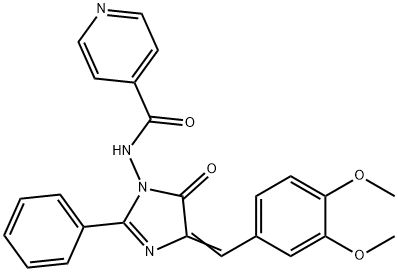 N-[(4E)-4-(3,4-dimethoxybenzylidene)-5-oxo-2-phenyl-4,5-dihydro-1H-imidazol-1-yl]pyridine-4-carboxamide Structural
