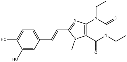 1H-Purine-2,6-dione,8-[2-(3,4-dihydroxyphenyl)ethenyl]-1,3-diethyl-3,7-dihydro-7-methyl-, (E)-(9CI) Structural