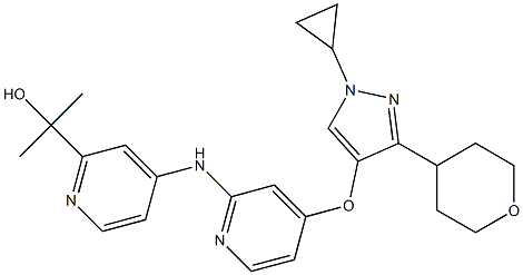 2-(4-((4-((1-cyclopropyl-3-(tetrahydro-2H-pyran-4-yl)-1H-pyrazol-4-yl)oxy)pyridin-2-yl)amino)pyridin-2-yl)propan-2-ol Structural