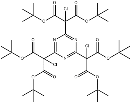 hexa-tert-butyl 2,2',2''-(1,3,5-triazine-2,4,6-triyl)tris(chloropropanedioate) Structural