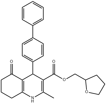 tetrahydrofuran-2-ylmethyl 4-(biphenyl-4-yl)-2-methyl-5-oxo-1,4,5,6,7,8-hexahydroquinoline-3-carboxylate Structural