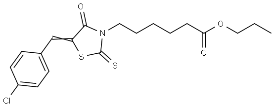 propyl (Z)-6-(5-(4-chlorobenzylidene)-4-oxo-2-thioxothiazolidin-3-yl)hexanoate Structural