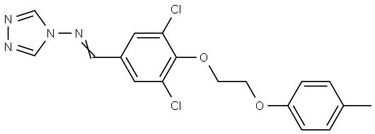 N-[(E)-{3,5-dichloro-4-[2-(4-methylphenoxy)ethoxy]phenyl}methylidene]-4H-1,2,4-triazol-4-amine Structural