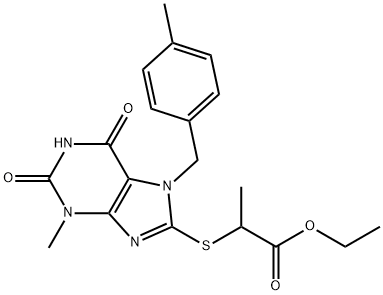 ethyl 2-((3-methyl-7-(4-methylbenzyl)-2,6-dioxo-2,3,6,7-tetrahydro-1H-purin-8-yl)thio)propanoate Structural