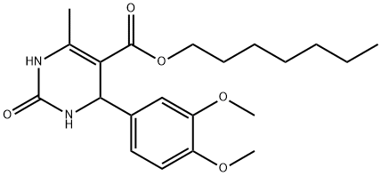 heptyl 4-(3,4-dimethoxyphenyl)-6-methyl-2-oxo-1,2,3,4-tetrahydropyrimidine-5-carboxylate Structural