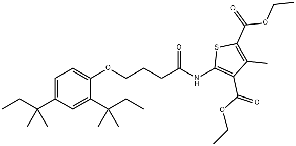 diethyl 5-(4-(2,4-di-tert-pentylphenoxy)butanamido)-3-methylthiophene-2,4-dicarboxylate Structural