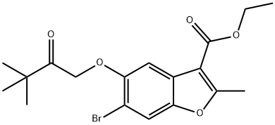 ethyl 6-bromo-5-(3,3-dimethyl-2-oxobutoxy)-2-methylbenzofuran-3-carboxylate Structural