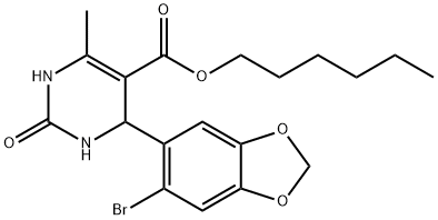 hexyl 4-(6-bromo-1,3-benzodioxol-5-yl)-6-methyl-2-oxo-1,2,3,4-tetrahydropyrimidine-5-carboxylate Structural