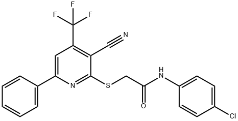 N-(4-chlorophenyl)-2-{[3-cyano-6-phenyl-4-(trifluoromethyl)pyridin-2-yl]sulfanyl}acetamide Structural