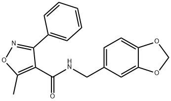 N-(1,3-benzodioxol-5-ylmethyl)-5-methyl-3-phenyl-1,2-oxazole-4-carboxamide Structural