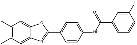 N-[4-(5,6-dimethyl-1,3-benzoxazol-2-yl)phenyl]-3-fluorobenzamide Structural