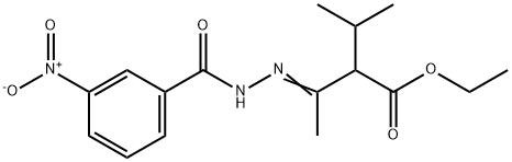 ethyl 2-isopropyl-3-[(3-nitrobenzoyl)hydrazono]butanoate Structural