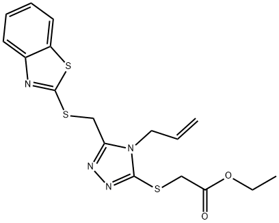 ethyl 2-((4-allyl-5-((benzo[d]thiazol-2-ylthio)methyl)-4H-1,2,4-triazol-3-yl)thio)acetate Structural