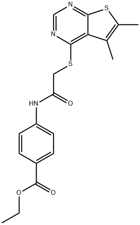 ethyl 4-(2-((5,6-dimethylthieno[2,3-d]pyrimidin-4-yl)thio)acetamido)benzoate Structural