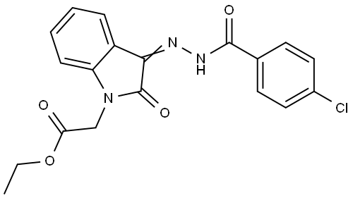ethyl [(3E)-3-{2-[(4-chlorophenyl)carbonyl]hydrazinylidene}-2-oxo-2,3-dihydro-1H-indol-1-yl]acetate Structural