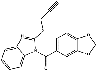 benzo[d][1,3]dioxol-5-yl(2-(prop-2-yn-1-ylthio)-1H-benzo[d]imidazol-1-yl)methanone Structural