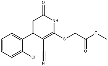 methyl 2-((4-(2-chlorophenyl)-3-cyano-6-oxo-1,4,5,6-tetrahydropyridin-2-yl)thio)acetate Structural